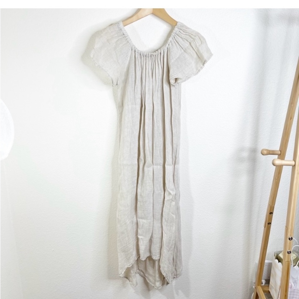 Zara Neutral 100% Linen Dress Size Medium